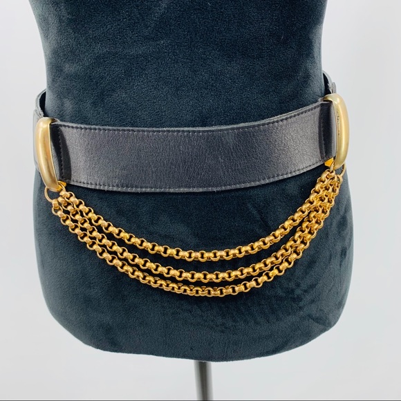 Patricia Green Accessories - Patricia Green Details Chain & Leather Black Belt